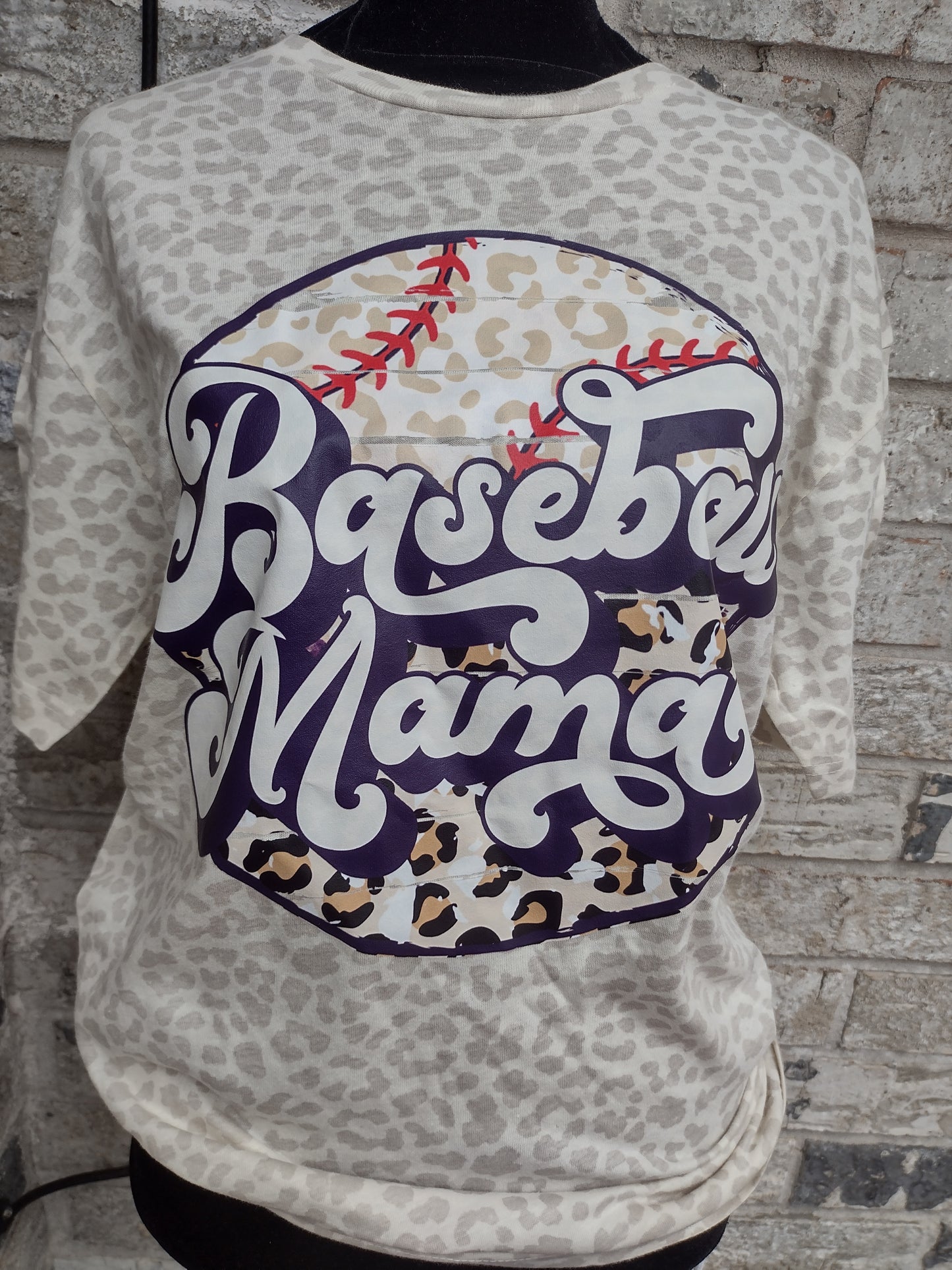 Baseball mama leopard