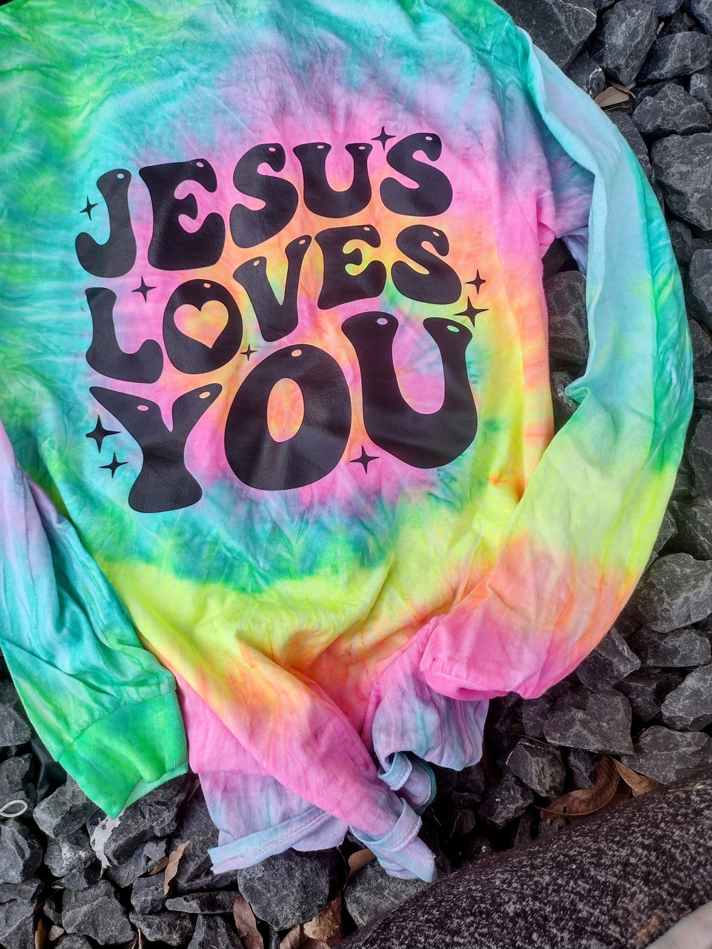 Jesus loves you Christian long sleeve tie dye