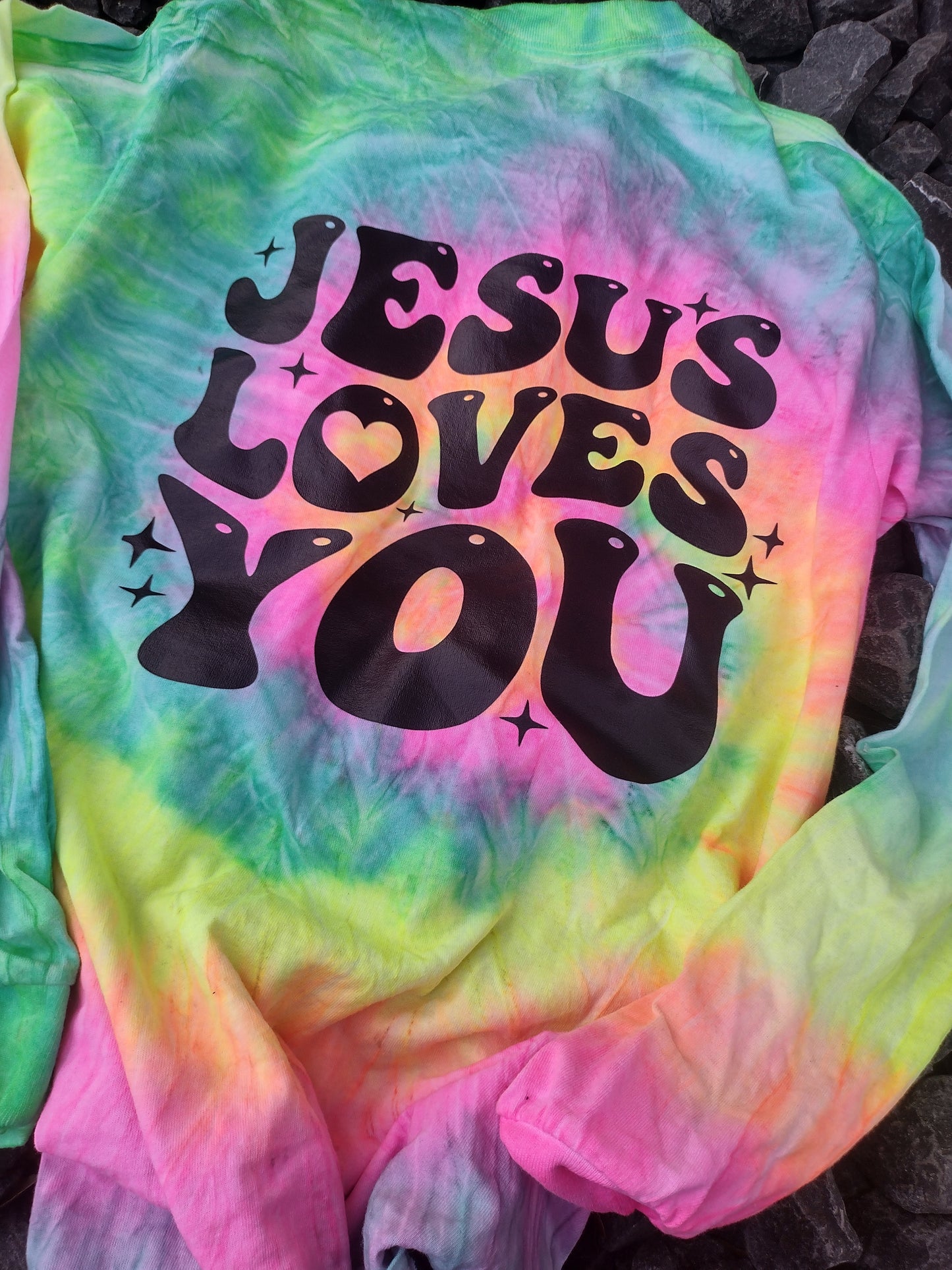 Jesus loves you Christian long sleeve tie dye