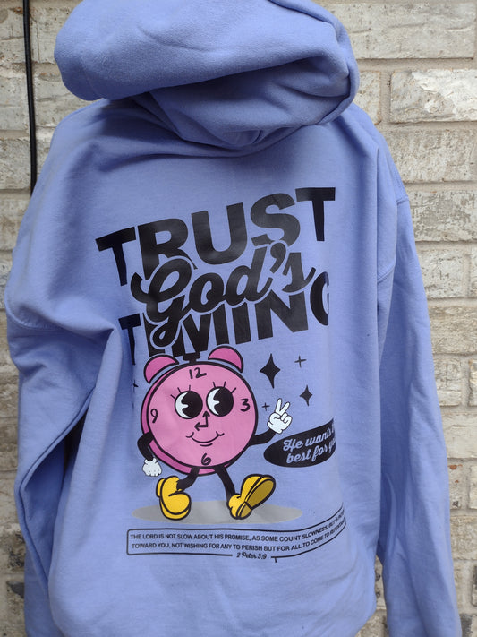 Trust Gods timing Christian hoodie