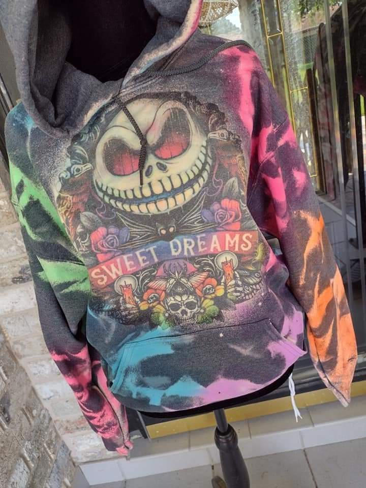 Skeleton Sweet dreams painted hoodie